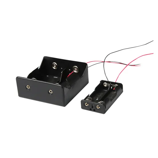 Caja de soporte de batería eléctrica de plástico negro, 4 celdas, 4AA, 6V
